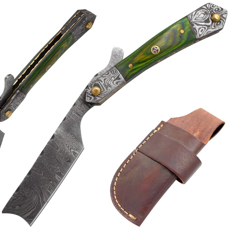 Old Ram Straight Razor | Straight-Edge-Razor Sharp High-Hardness Real Damascus Steel Cutthroat Straight Edge-Blade | Barber Razor - Image 1